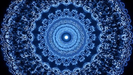 Poster - Luminous Blue Mandala: Digital Art in Motion