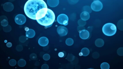 Poster - Blue Bokeh Background with Soft Lights and Abstract Circular Patterns for Design Projects
