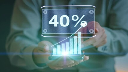 Poster - Person Using Smartphone to Display Growth Chart and Percentage Metric in a Digital Environment