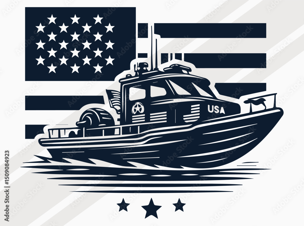 Stock-Vektorgrafik „USA Airboat Silhouette Vector, Flat Clipart of ...