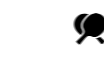 Poster - Animation set, crossed ping pong rackets symbol. Animations: transparency, zooms, transition top to down, transition left to right, slide up to down, slide left to right