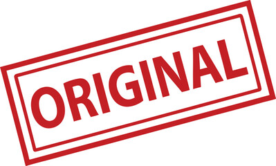 Fototapete - Red original stamp in a rectangular frame, quality assurance or authentic product.