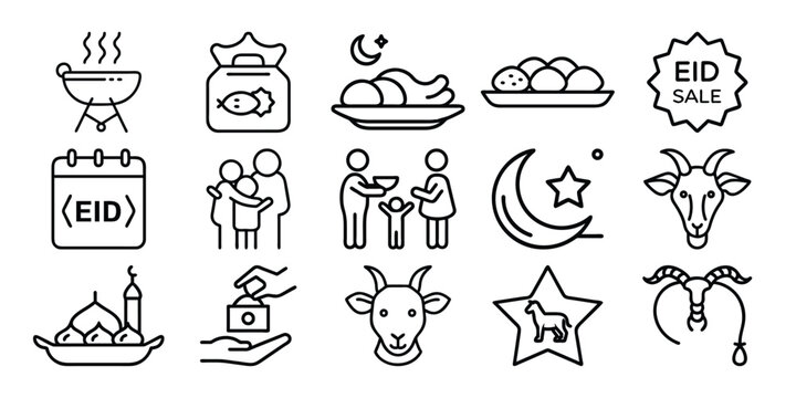 Eidul Adah  set of  vector icon