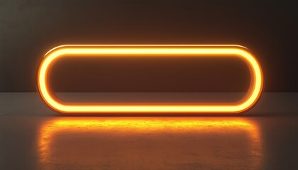 Poster - Glowing Neon Rounded Parallelogram Frame With Shining Effects On Dark Background: Empty Techno Backdrop For A Mesmerizing Visual Experience.