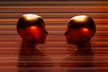Metal humanoids with advanced AI in tech art