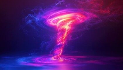 Aufkleber - Vibrant Neon Tornado In The Night Sky: Long Exposure Image Capturing Beautiful Light Trails With Motion Blur Effect.