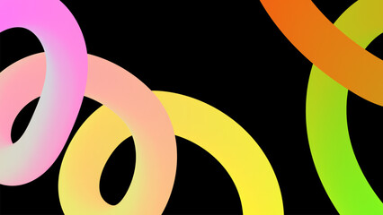 Poster - Set of vector graphic elements. Abstract shapes with smooth wavy lines, bright colors and gradient transitions.