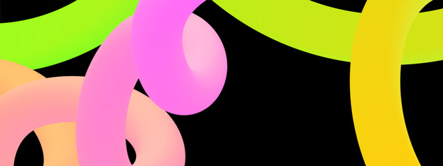 Poster - Set of vector graphic elements. Abstract shapes with smooth wavy lines, bright colors and gradient transitions.