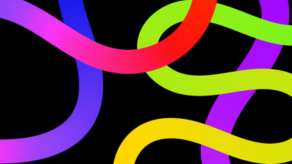 Poster - Set of vector graphic elements. Abstract shapes with smooth wavy lines, bright colors and gradient transitions.