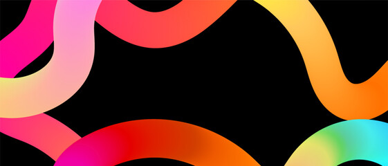 Poster - Set of vector graphic elements. Abstract shapes with smooth wavy lines, bright colors and gradient transitions.