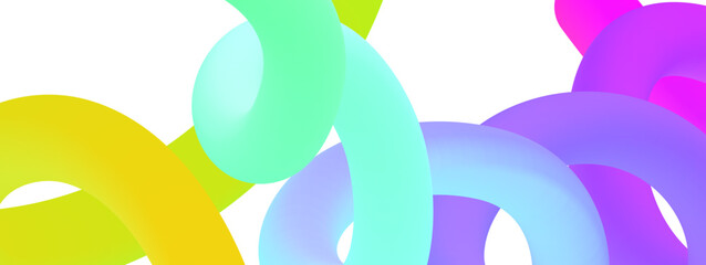 Poster - Set of vector graphic elements. Abstract shapes with smooth wavy lines, bright colors and gradient transitions.