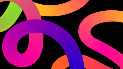 Poster - Set of vector graphic elements. Abstract shapes with smooth wavy lines, bright colors and gradient transitions.