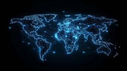 Poster - Digital global map visualization interactive display modern technology virtual environment futuristic concept