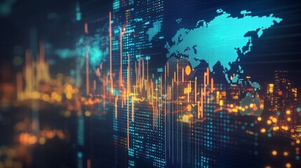 Poster - analyzing fluctuating trends in global markets digital visualization financial data business environ