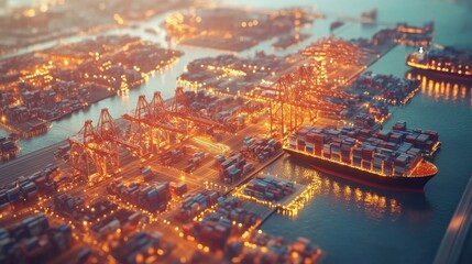 Poster - Aerial view of global trade illuminating major routes and connections in dynamic interactive visualization