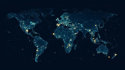 Poster - illuminate global distribution networks with a glowing visualization of connectivity across continen