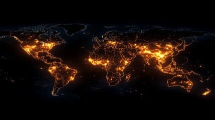 Poster - illuminated global connectivity a vibrant map of cities linked in a digital world