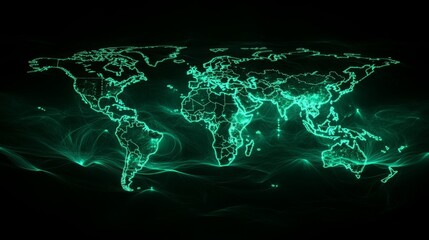 Poster - illuminating global connectivity a glowing world map with interconnected distribution networks in a 