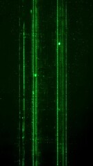 Poster - Abstract Green Digital Code Streaming on Black Background