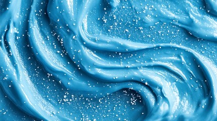 Poster - Sky Blue Creamy Texture with Sugar Crystals, Abstract Swirls, Cosmetic Background