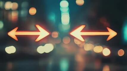 Poster - Two arrows on a city street, one pointing forward and the other backward, symbolizing direction and choice