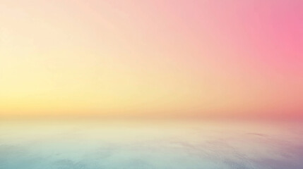 Poster - Serene pastel sunrise landscape showcasing a soft gradient of pink yellow and blue hues ideal for backgrounds website design or calming artwork prints promoting peace tranquility and serenity.