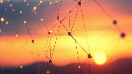 Poster - A close-up shot of a string with a beautiful sunset in the background, great for abstract concepts or design elements