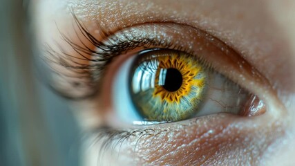 Aufkleber - A close-up of a yellow eye with details, Use in portraits, medical illustrations or art projects