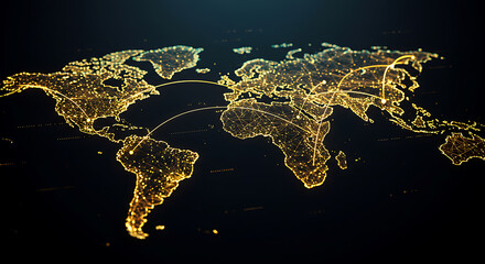 Poster - Global Map Digital Network Connections Abstract Technology Concept