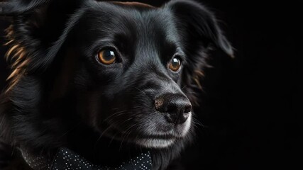 Aufkleber - A close-up shot of a dog wearing a bow tie, perfect for illustrations and designs where a unique pet is needed