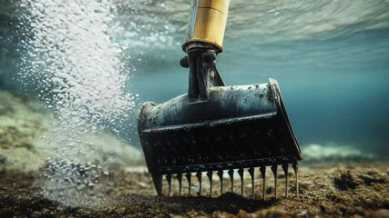 Poster - A close-up shot of a brush submerged in water