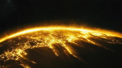 Poster - Image of the Earth taken from space at night, showcasing its curvature and the stars in the background