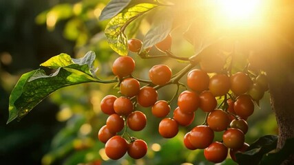 Poster - Fresh tomatoes growing on a tree branch