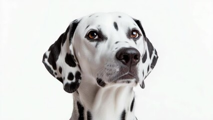 Poster - Close-up shot of a Dalmatian dog's face, with distinctive white spots and brown eyes