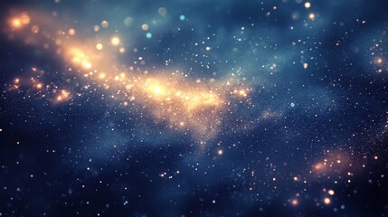 Wall Mural - A starry night sky with soft-focus stars and a blurred nebula creating an ethereal, dreamy glow in the background. 