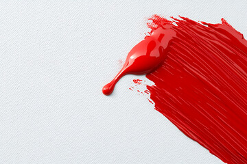 Leinwandbilder - Crimson paint streak on white canvas, artist palette concept, bold color splash against pristine background, expressing creativity.