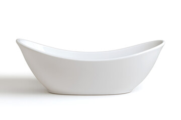 Aufkleber - Elegant oval white bowl with sleek, curved edges, standing against a plain white background. Simple design, clean aesthetic, ideal for minimal decor.