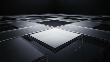 Aufkleber - A black and white photo of a modern glass skyscraper building
