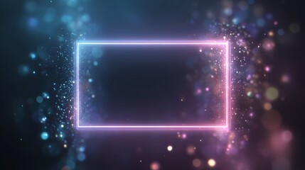 Poster - Vibrant Neon Frame with Dynamic Light Effects: Abstract Digital Background for Technology, Music, or Futuristic Design Elements.