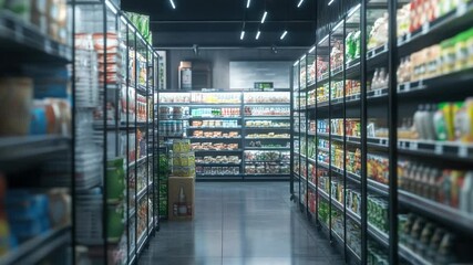 Poster - Grocery store aisle filled with diverse food options for customers