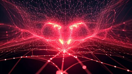 Wall Mural - Abstract Red Digital Connection Visualization