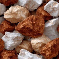Poster - Brown and beige stone wall features decorative rocks ideal for seamless decoration in interior or exterior settings SEAMLESS PATTERN