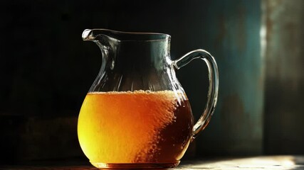 Poster - A pitcher filled with liquid sits on a table, ready for use
