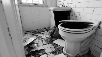 Poster - A white toilet sits next to a window in a bathroom, offering natural light and a view