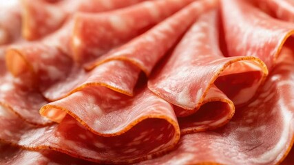 Poster - A close-up shot of a plate filled with sliced meat, perfect for use in food-related contexts such as cookbooks or restaurant promotions