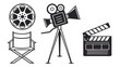 © Akhtar - A film reel, director chair, old fashioned camera on tripod and clapper board are displayed here