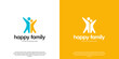 © dhulpikir - happy family logo with abstract silhouette of human shape, together forever, support, vector graphic template.
