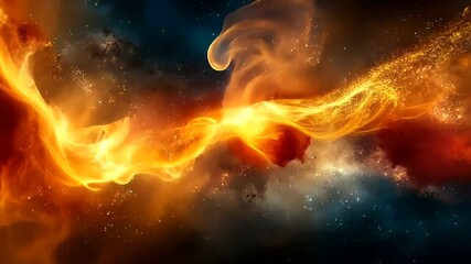 Wall Mural - Fiery Abstract Digital Art with Cosmic Elements