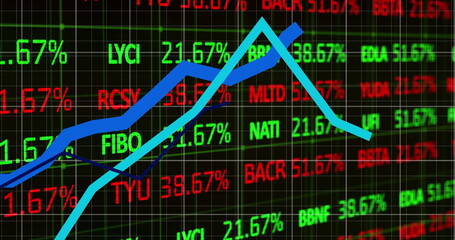 Aufkleber - image of financial data processing over dark background