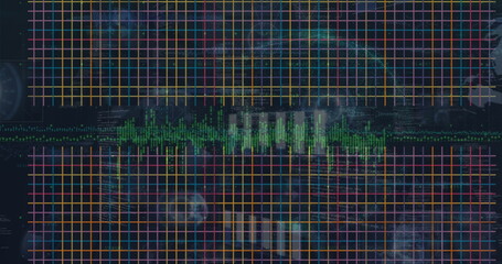 Poster - image of financial data processing over dark background